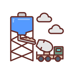 Cement Production Filled Icons , Vector illustration