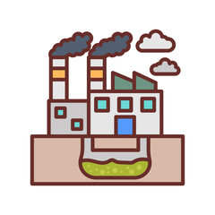 Geothermal Power Plants Filled Icons , Vector illustration