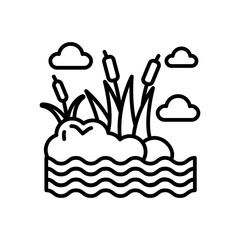 Wetland Drainage Outline Icon, Vector illustration