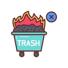 Burning Waste Filled Icons , Vector illustration