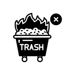 Burning Waste Glyph Icon, Vector illustration