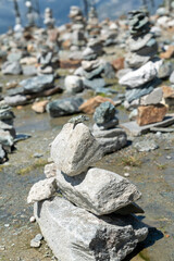 Rock cairn garden for rock stacking - Gornergrat, Switzerland