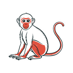 Fototapeta premium Playful monkey illustration in red and white for Lunar New Year celebration and The Year of the Monkey
