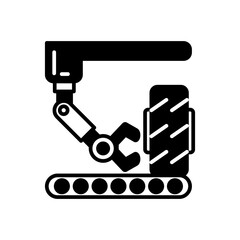 Tire Manufacturing Glyph Icon, Vector illustration