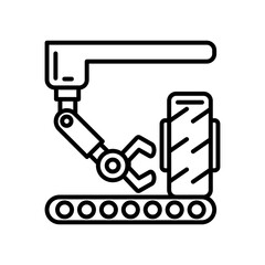 Tire Manufacturing Outline Icon, Vector illustration