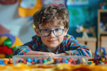 Autistic Child Engaged in Therapy Session
