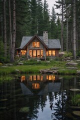 Fototapeta premium wooden house in the forest