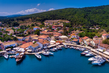 Fototapeta premium Aerial view of Fiskardo, Kefalonia