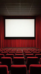 Fototapeta premium Experience the essence of cinematic arts a journey through the captivating atmosphere of a luxurious movie theater setting with plush seating and grand projection screen