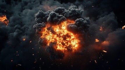 VFX Style Explosion Elements for Dynamic Visual Effects, High-Quality Fire, Smoke, and Debris Simulation for Cinematic and Game Environments
