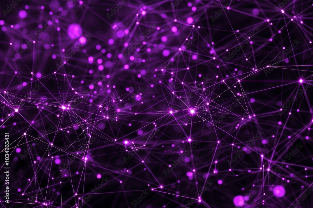 Aufkleber a vibrant display of interconnected purple dots and lines against a dark backdrop illustrates the co