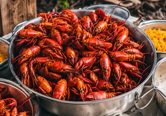 View of cooked crawfish