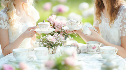 Elegant Afternoon Tea in a Garden Setting