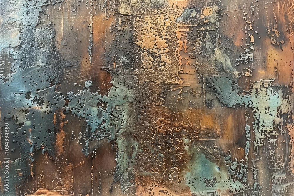 Poster the artwork displays a captivating blend of earthy tones and cool accents, featuring unique textures