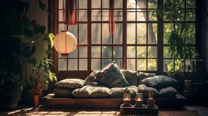 Embracing japanese minimalism  a serenity filled interior with tatami mats and natural elements