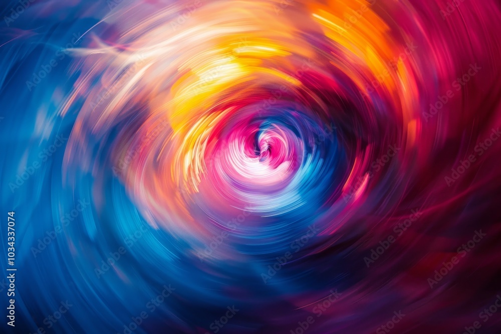 Poster a vibrant vortex of colors blends seamlessly, creating a dynamic swirl of energy that captivates the