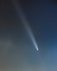 Comet of the century C/2023 A3 (Tsuchinshan ATLAS) with bright tail and antitail in the starry sky...