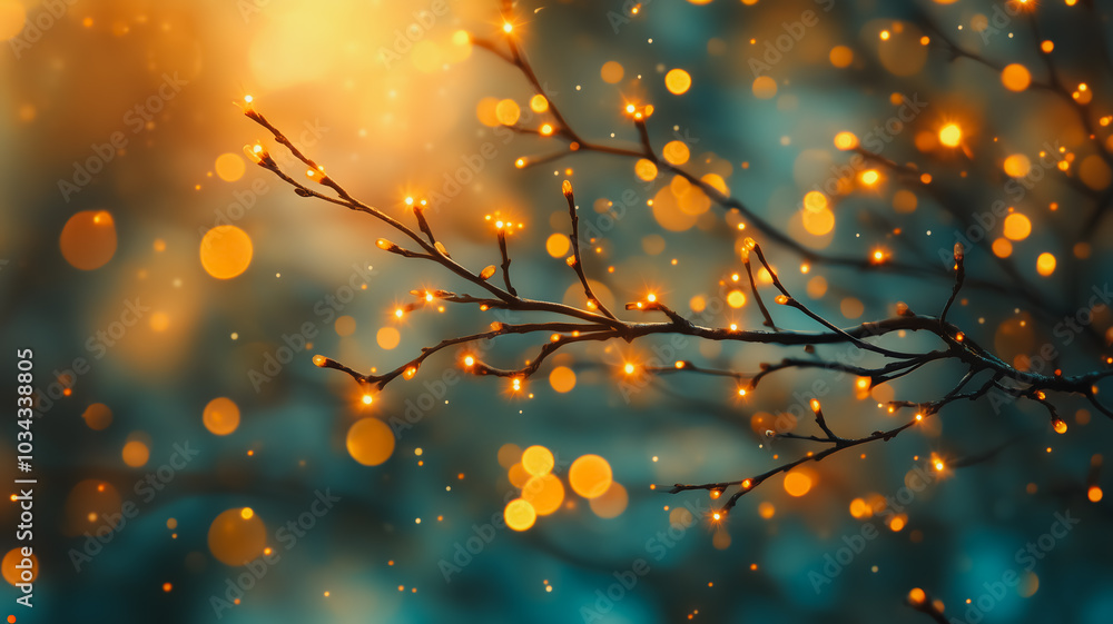Aufkleber a branch with a lot of light shining on it. the light is creating a blurry effect. the branch is sur