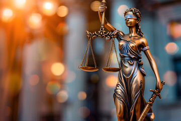 Statue of a woman holding a balance scale. High quality photo