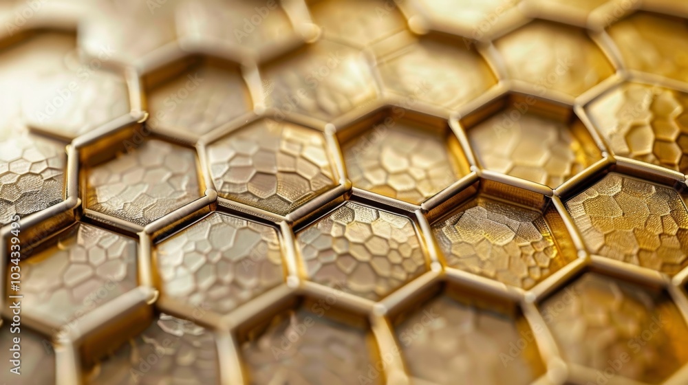 Poster a geometric pattern of hexagons covers the surface resembling the intricate structure of a bionic ho
