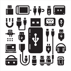 Usb silhouette on white background
