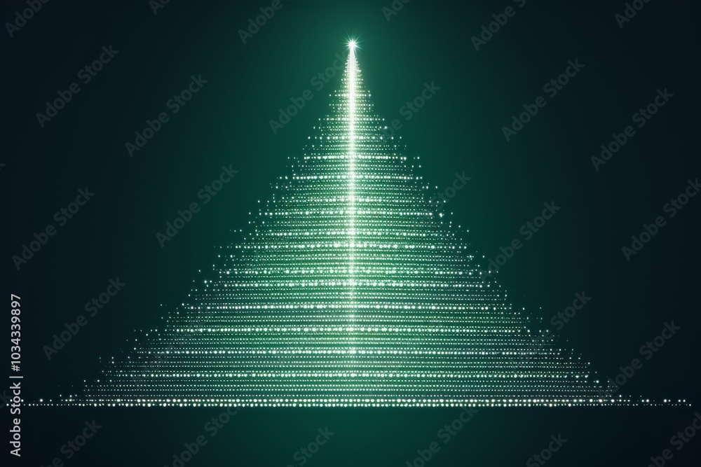 Poster stylized christmas tree design with horizontal lines and colorful accents for text space