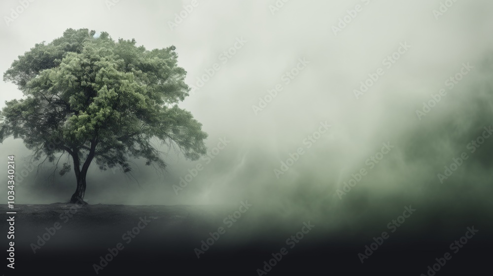 Poster soft pale green background enhances calm atmosphere while highlighting image elements