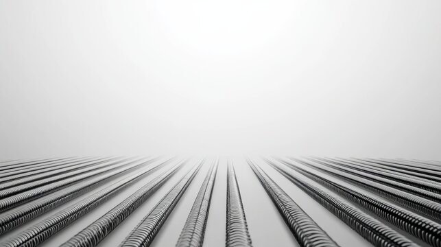 Long rows of steel rebar prepare for construction showcasing strength and durability