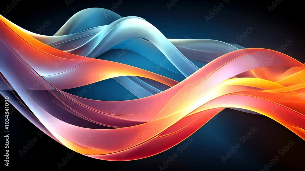 Poster Dynamic waves of color in an abstract design illuminating a dark background evoke a sense of movement and energy during a digital art display