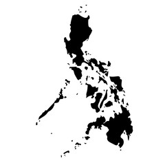Hand drawn black map of Philippines. Silhouette, South East Asia geography. Vector isolated on white background