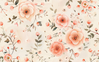 Fototapeta premium Retro style floral texture art background 