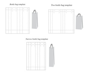 Vector Bottle bag template, isolated on white background 