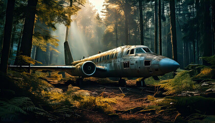 Old warplane crashed in forest