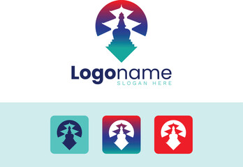 Vibrent Brand Logo Nepal temple designs concept vector, illustration buddha, temple logo designs concept