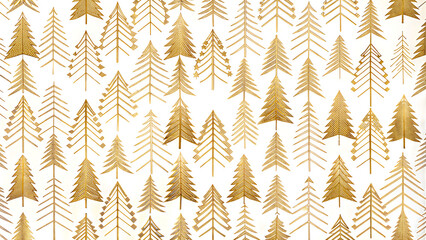 festive decor,  golden christmas trees pattern on white background, for presentation, for design template, party, festive, seminar, banner, flyer, card, for brochure