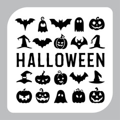 Cute cartoon Halloween character icons set.