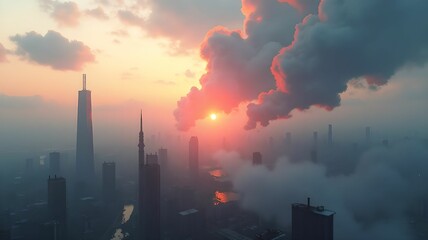Close-up solar panels, sun rays against modern landscape