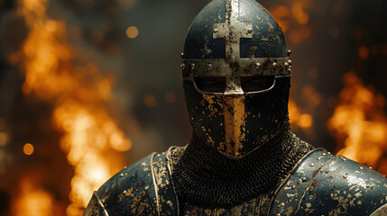 Fototapeta premium helmeted knight of ancient times.