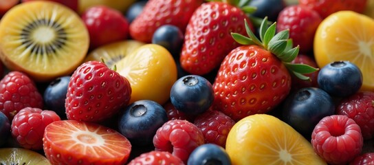 Obraz premium A dynamic depiction of fruit splashing in water droplets