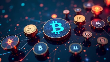 Fototapeta premium Digital currencies and investments, lots of space to copy