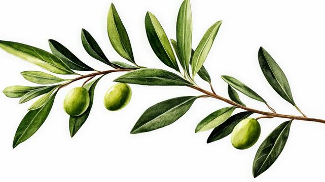 An olive branch with green olives and leaves, perfect for representing peace and prosperity