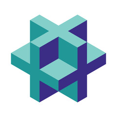 Cube logo, geometric vector design. Box logotype company, trendy techno emblem in isometric 3D style.