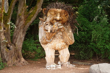 Wooden Statue in Nature