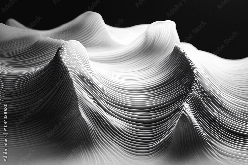 Poster intricate patterns of waves created with white materials in studio