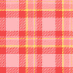 Ceremony seamless texture fabric, lovely textile vector background. Checked plaid pattern check tartan in light and pretty red colors.