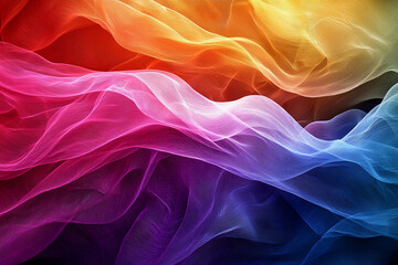 Obraz premium Vibrant abstract fabric waves in various colors flowing together