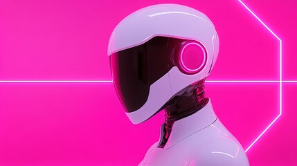 Futuristic robot with sleek design and neon accents in a vibrant pink environment a glimpse into advanced technology and aesthetic innovation