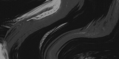 Black and white abstract background texture with fluid ripple lines and noise grain