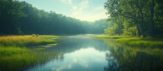 Obraz premium Serene Lake in Forest