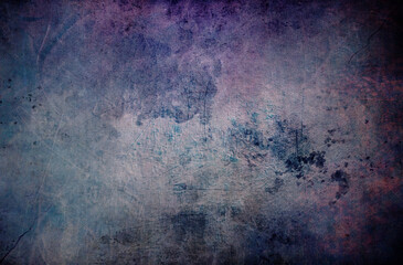 Modern grunge texture background in mix of purple and turquoise colors, dark abstract artistic rough wall